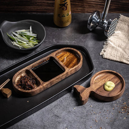 Wooden Snack & Sauce Plate Set – Fish Design