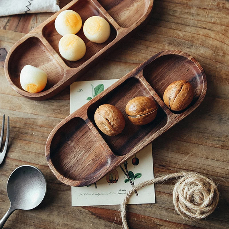Wooden Snack & Sauce Plate Set – Fish Design