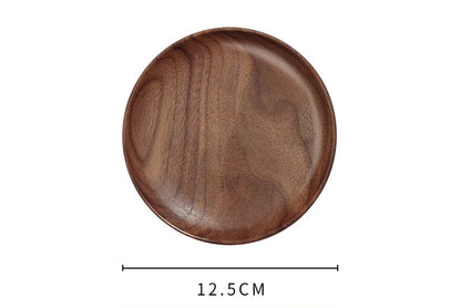 Black Walnut Wooden Tray – Round Snack & Tea Plate