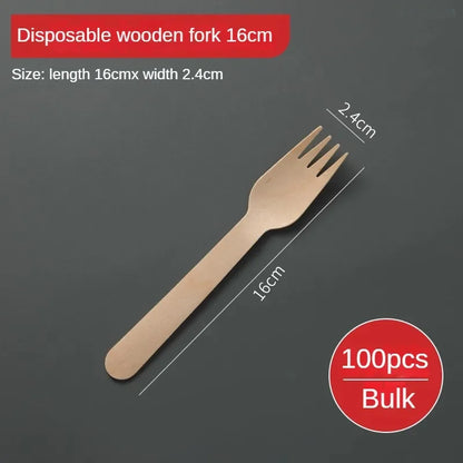 Disposable Wooden Cutlery Set – 100pcs