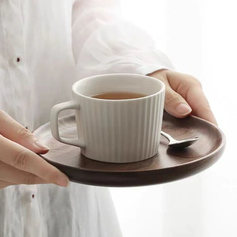 Black Walnut Wooden Tray – Round Snack & Tea Plate
