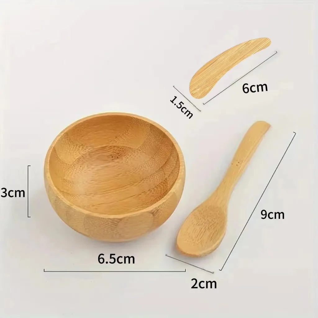 Mini Bamboo Bowl Set – Mixing Bowl with Spoon