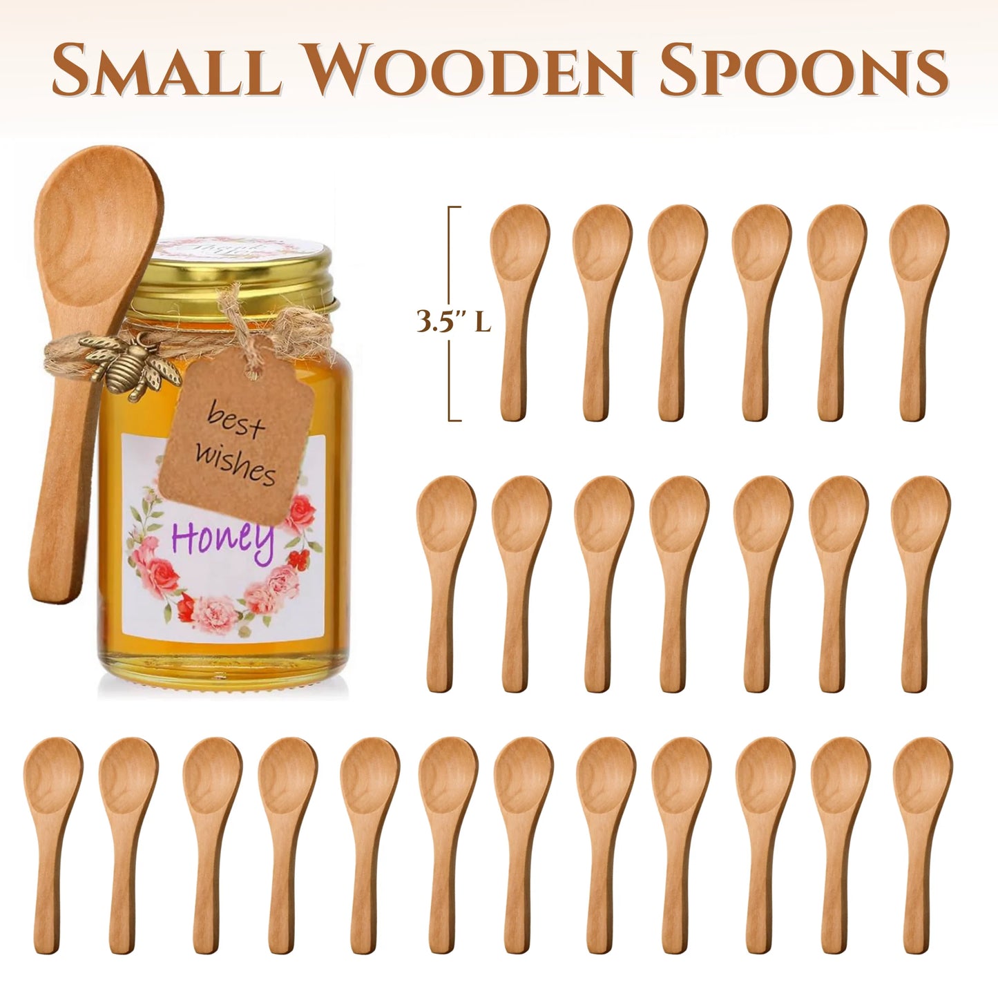 Mini Wooden Spoons – Natural Honey & Spice Spoon Set