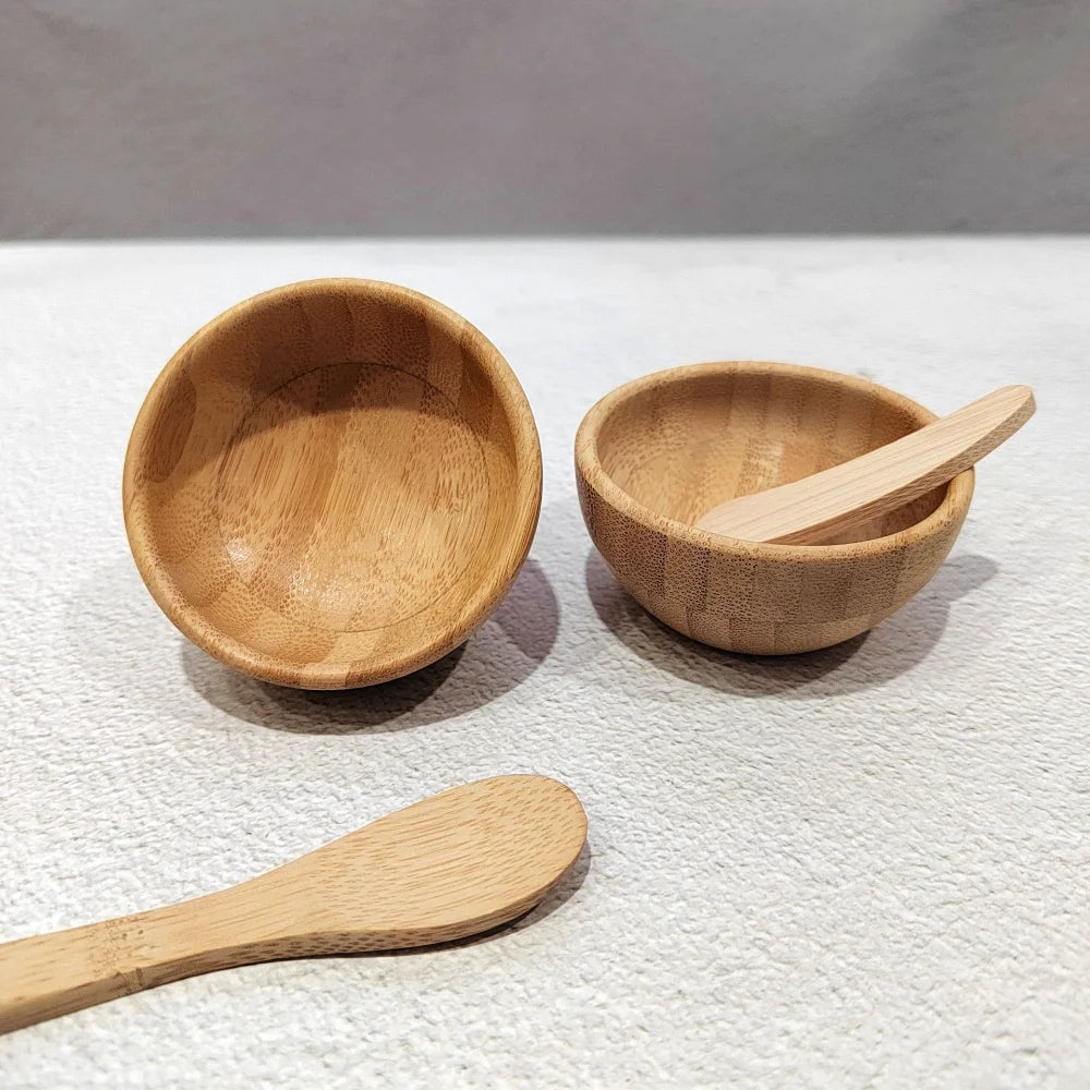 Mini Bamboo Bowl Set – Mixing Bowl with Spoon