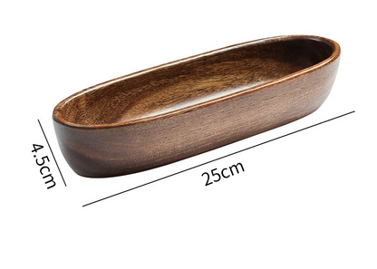 Oval Wooden Serving Bowl – Boat-Shaped Design
