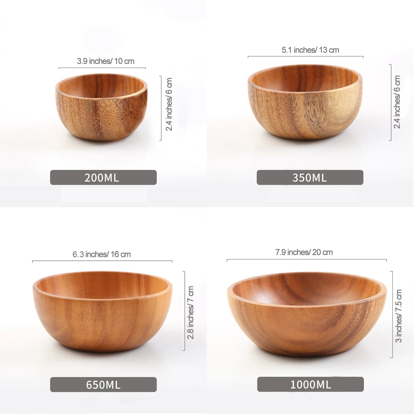 Acacia Wooden Salad Bowl – Japanese Style