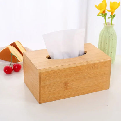 Bamboo Tissue Storage Box