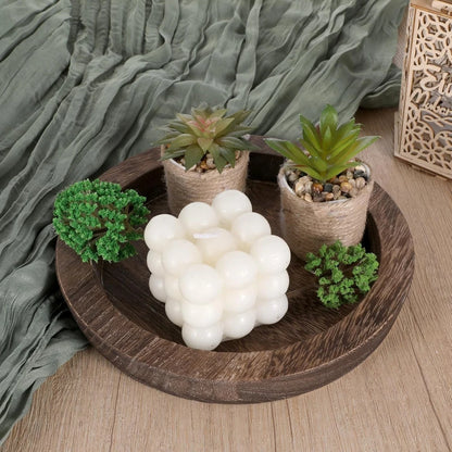 Wooden Round Plate – Rustic Heat-Resistant Serving Mat