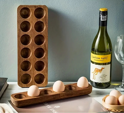 Wooden Egg Storage Tray – Multi-Compartment Kitchen Organizer
