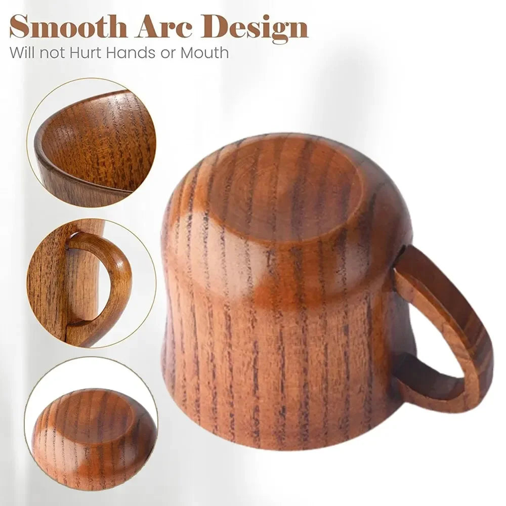 Wooden Cup with Handle – Natural Solid Wood Mug