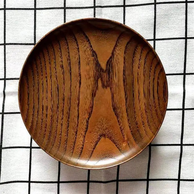 Acacia Wooden Plate – Round Solid Fruit & Snack Dish