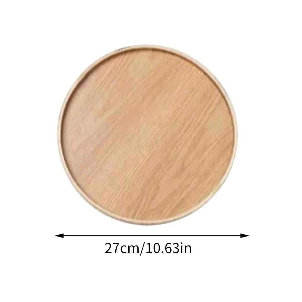 Round Wooden Serving Tray – Dark Walnut Finish
