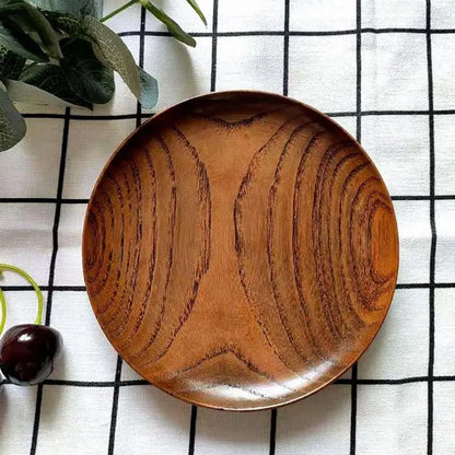 Acacia Wooden Plate – Round Solid Fruit & Snack Dish