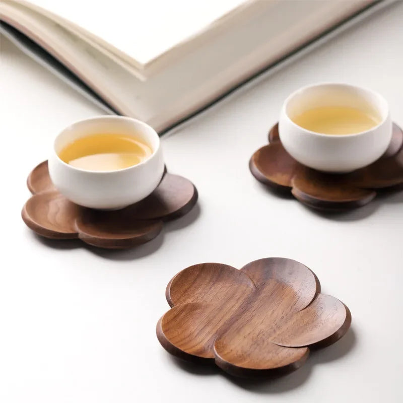 Flower-Shaped Walnut Coasters