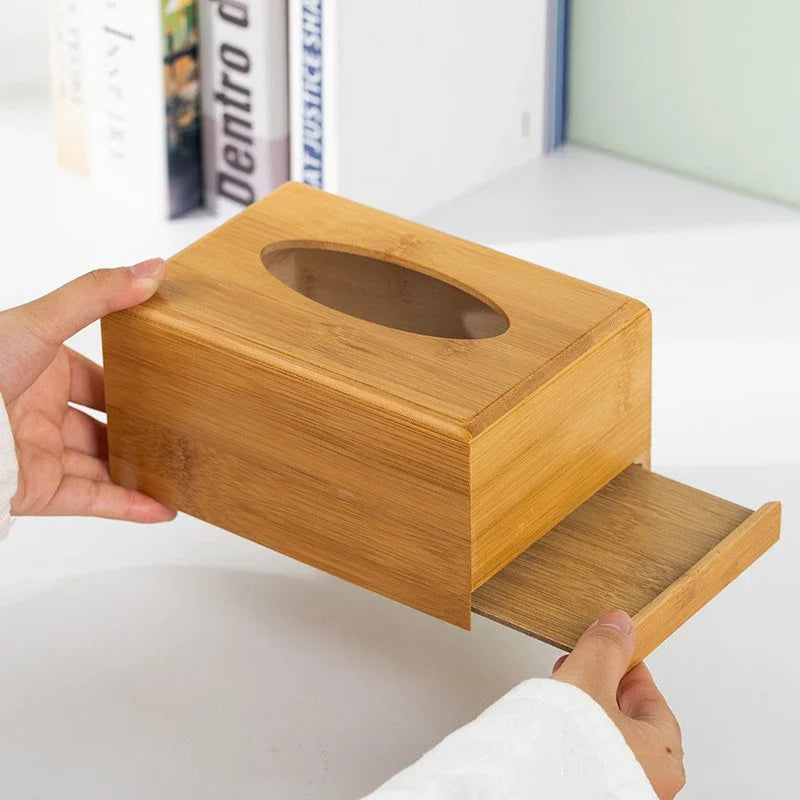 Bamboo Tissue Storage Box