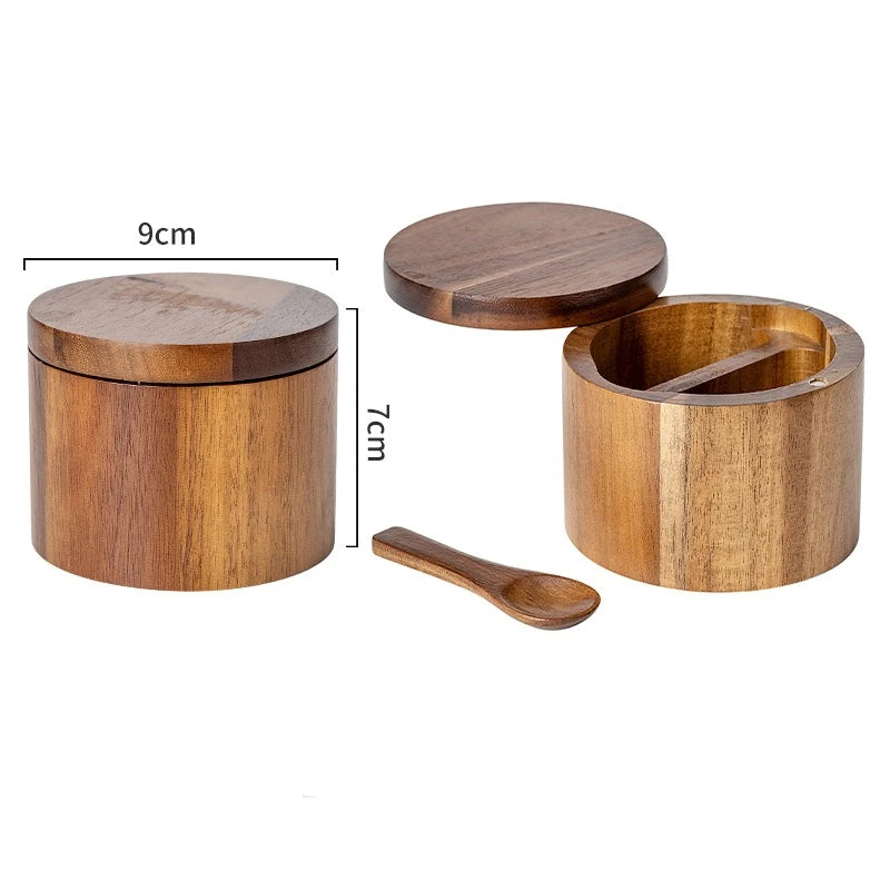 Bamboo Salt Cellar Box with Magnetic Lid