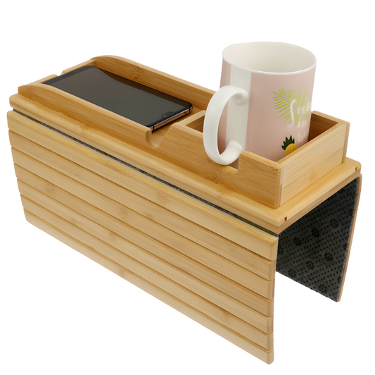 Bamboo Sofa Arm Tray Table – No-Slip Couch Organizer