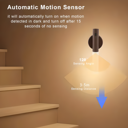 Rechargeable Motion Sensor Wooden Wall Light – Magnetic Sconce