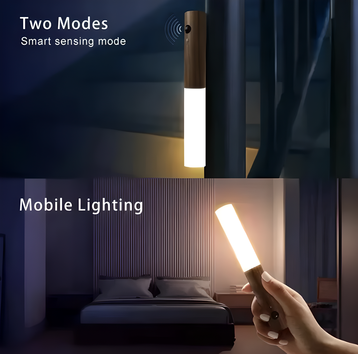Rechargeable Motion Sensor Wooden Wall Light – Magnetic Sconce