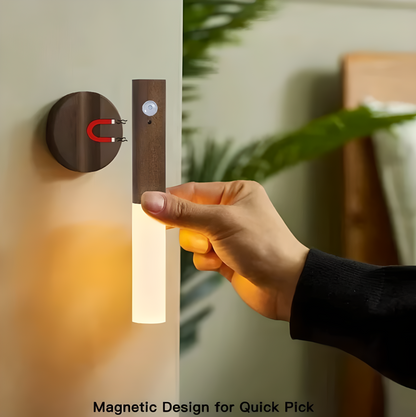 Rechargeable Motion Sensor Wooden Wall Light – Magnetic Sconce
