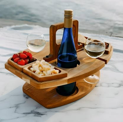 Wooden Folding Picnic Wine Table