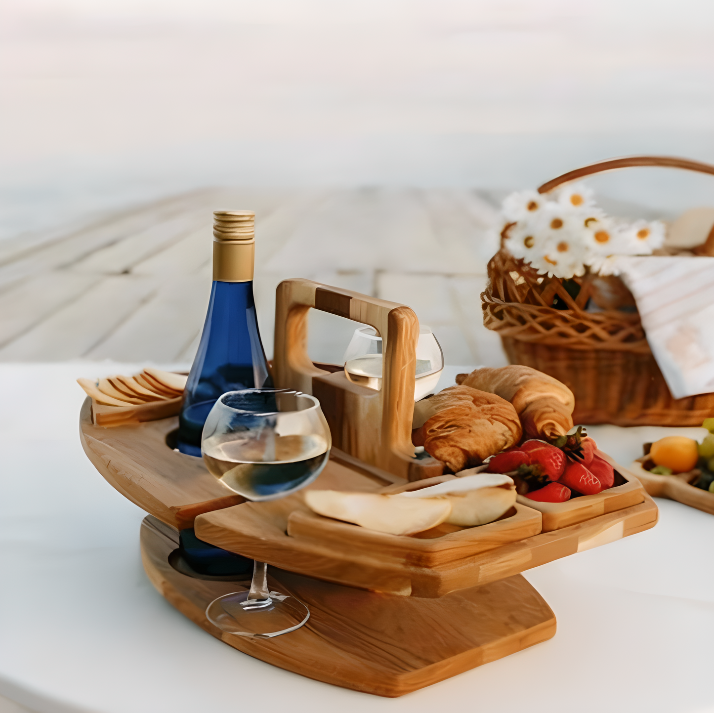 Wooden Folding Picnic Wine Table