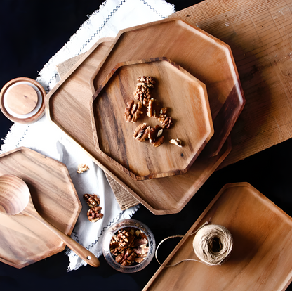 Acacia Wood Octagonal Dinner Plate