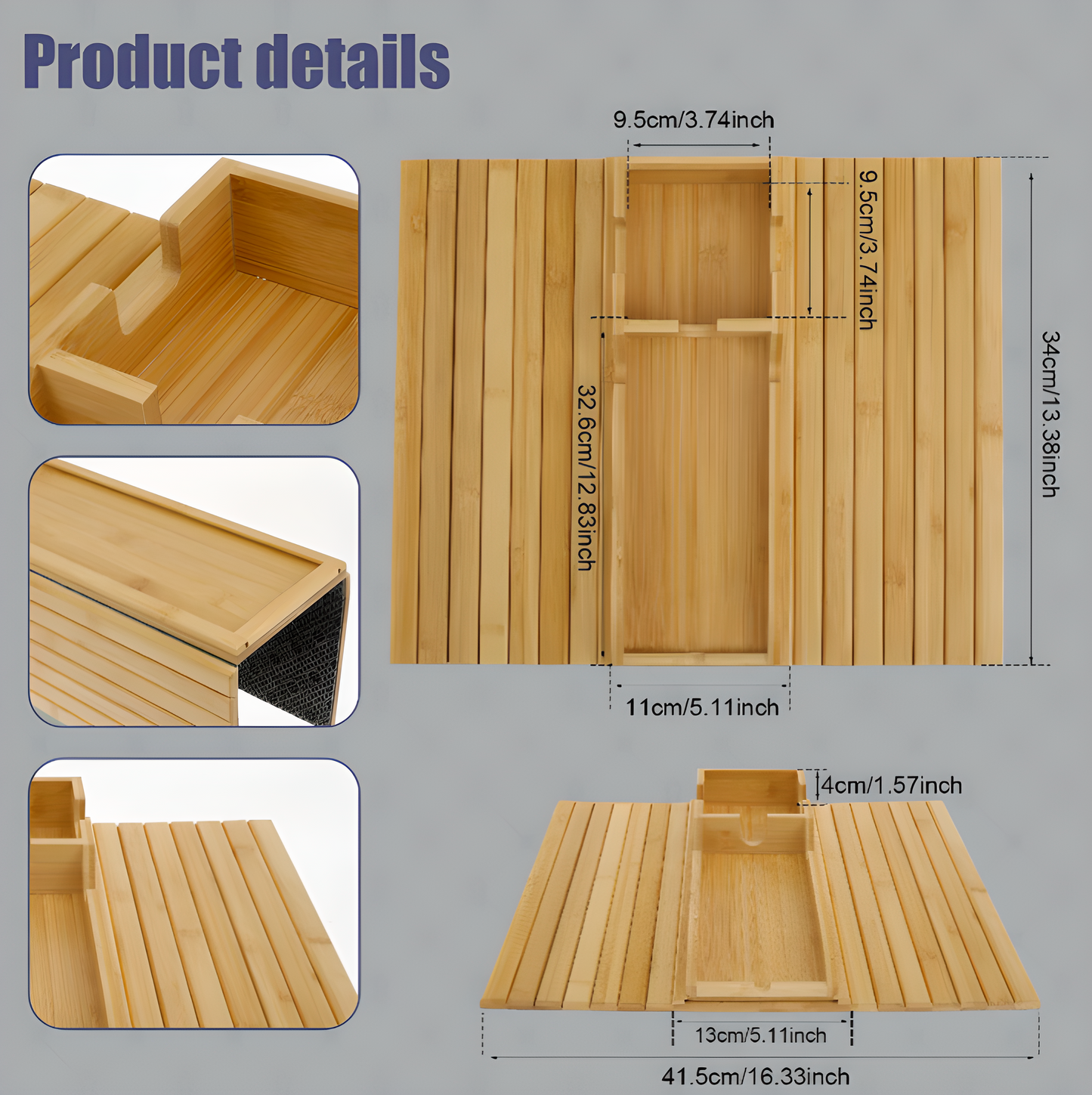 Bamboo Sofa Cup Holder Tray