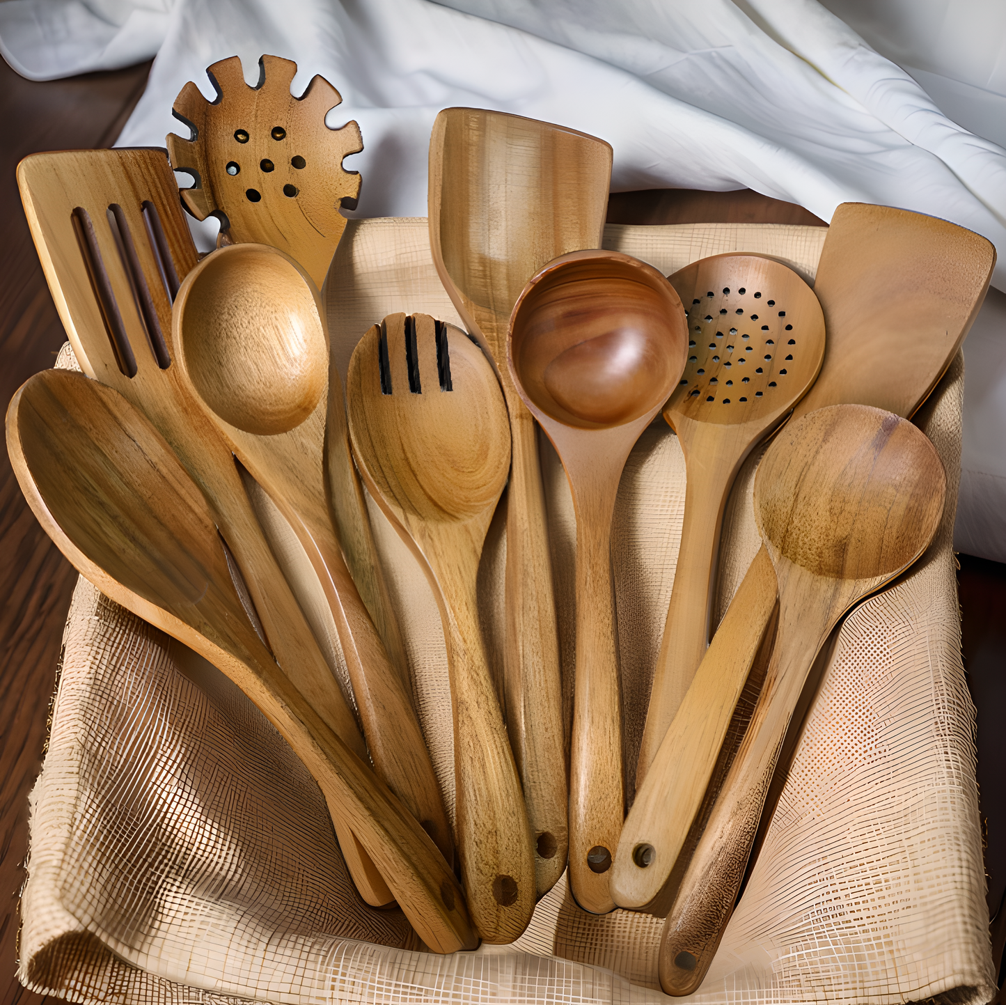 Wooden Kitchen Utensil Set – 10 Pieces