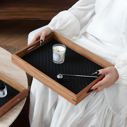Natural Acacia Display Tray – Woven Rattan