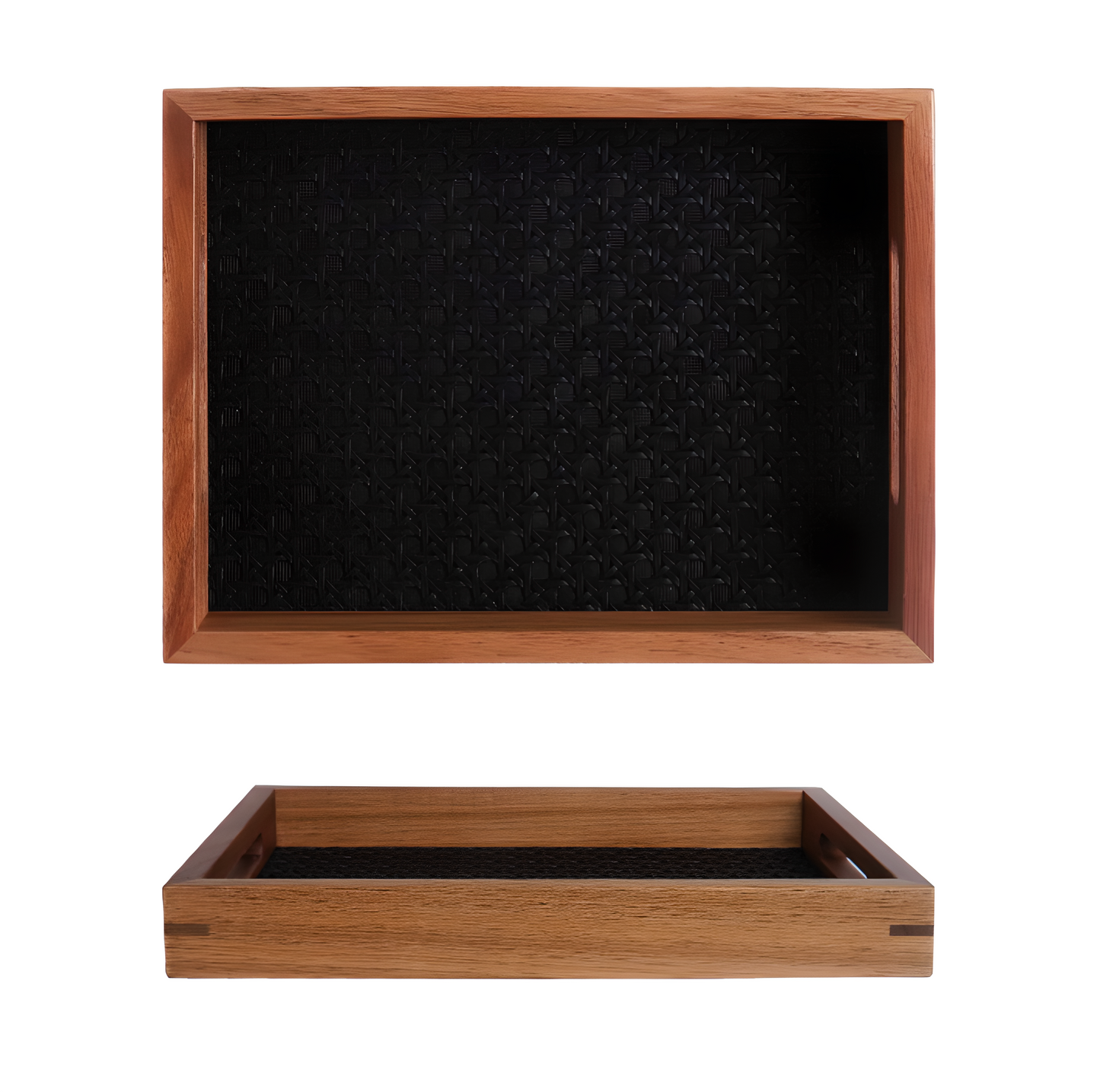 Natural Acacia Display Tray – Woven Rattan