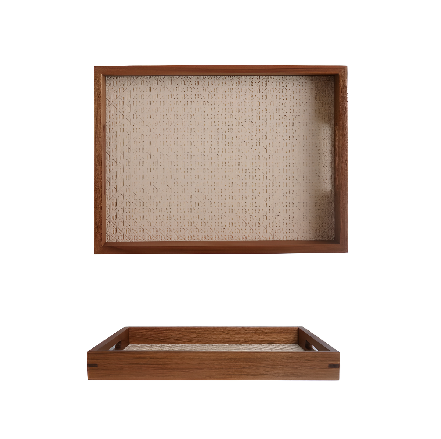 Natural Acacia Display Tray – Woven Rattan