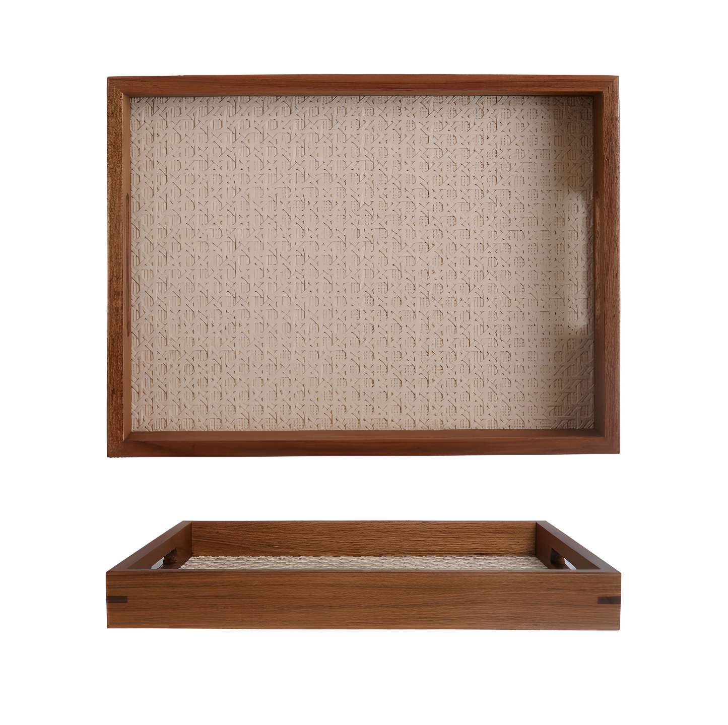 Natural Acacia Display Tray – Woven Rattan