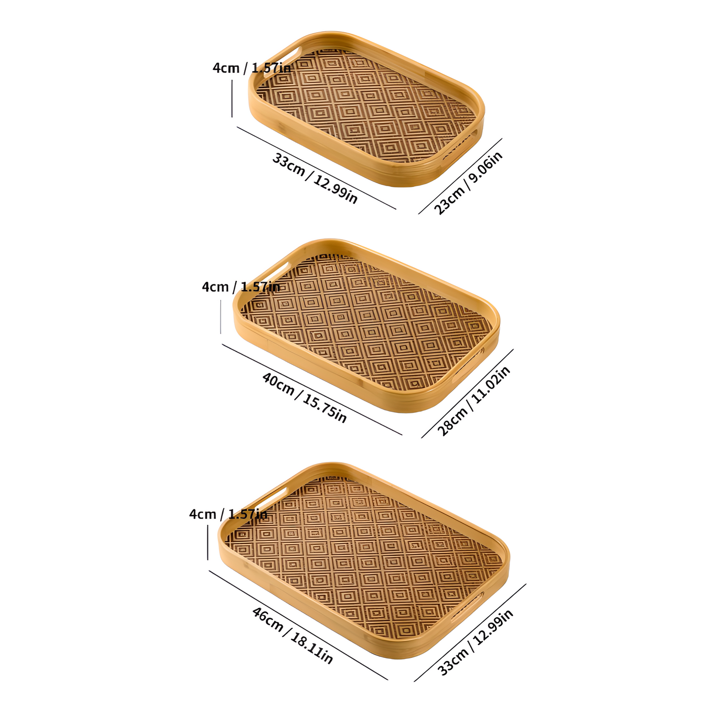 Bamboo Tea Serving Tray with Handles – Woven Rattan Style