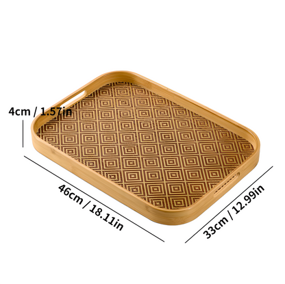 Bamboo Tea Serving Tray with Handles – Woven Rattan Style