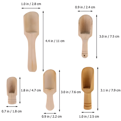 Set of 5 Mini Wooden Scoops