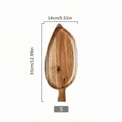 Leaf-Shaped Wooden Serving Tray