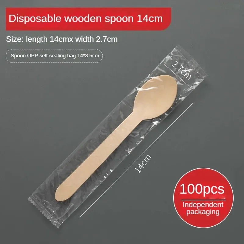 Disposable Wooden Cutlery Set – 100pcs