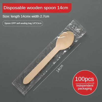 Disposable Wooden Cutlery Set – 100pcs