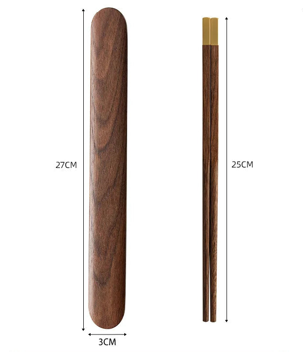 Wooden Cutlery Travel Set – Spoon, Fork & Chopsticks with Box