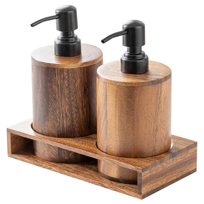 Walnut Soap Dispenser Set