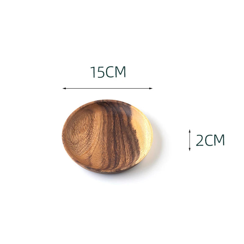 Round Wooden Dinner Plates – Natural Serving Set