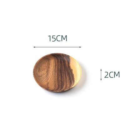 Round Wooden Dinner Plates – Natural Serving Set