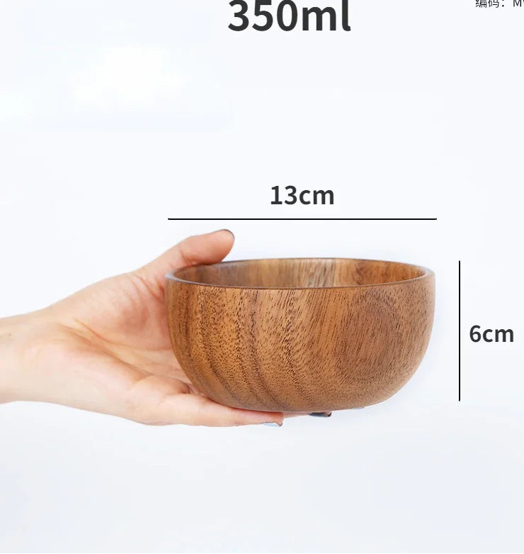 Japanese Acacia Wooden Salad Bowl – Natural Mixing Bowl