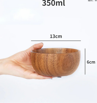 Japanese Acacia Wooden Salad Bowl – Natural Mixing Bowl