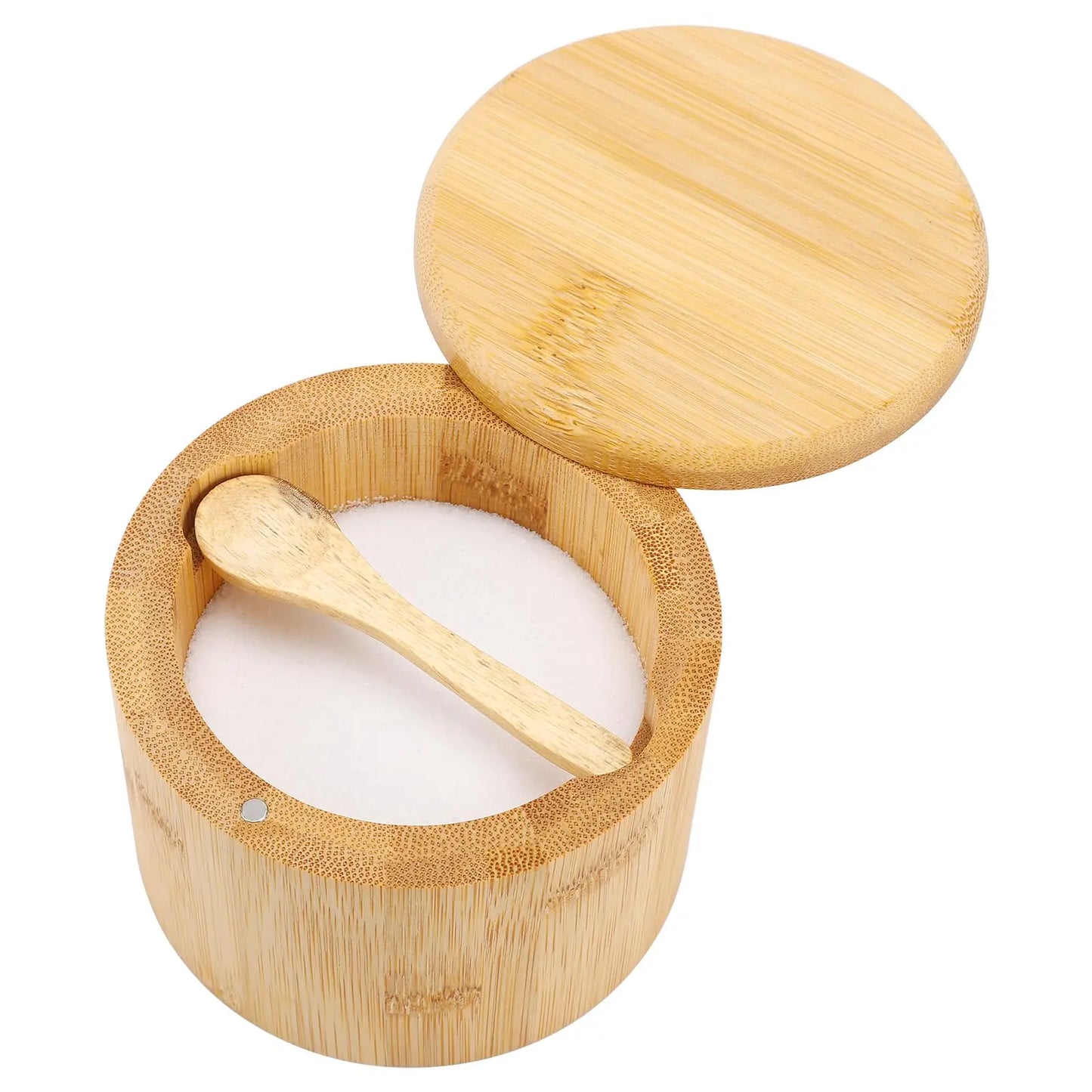 Bamboo Salt Cellar Box with Magnetic Lid