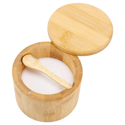 Bamboo Salt Cellar Box with Magnetic Lid