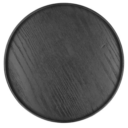 Black Wooden Serving Tray – Round Minimal Design