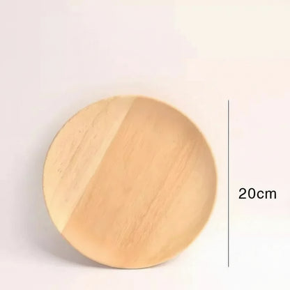 Round Wooden Dessert Plate – Natural Solid Wood Dish