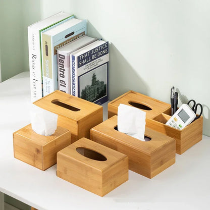 Bamboo Tissue Storage Box